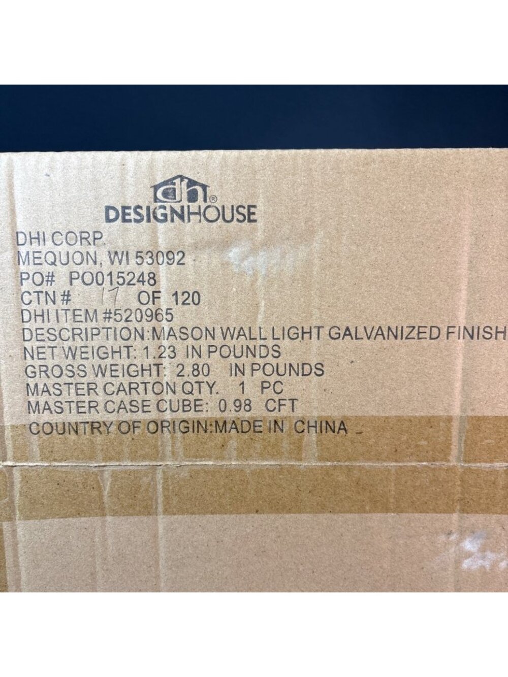 Design House 520965 Mason Indoor/Outdoor Wall Light Galvanized Farmhouse Barn - Picture 7 of 8